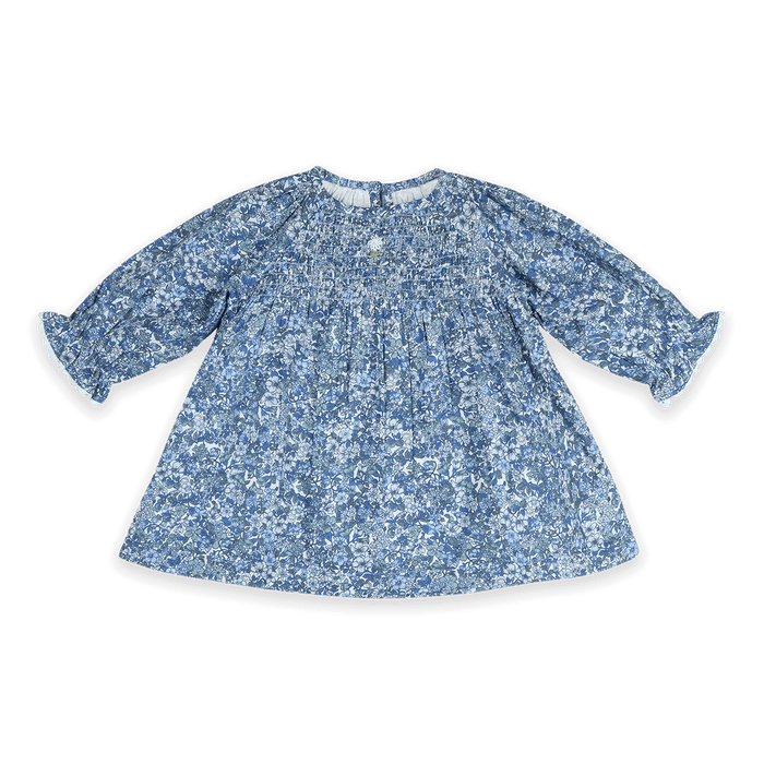 Cecilia Floral Baby Dress with Bows & Bloomer Set (Organic Cotton) - Front