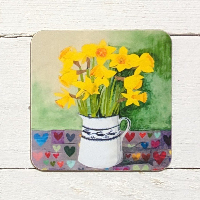 'Cennin Pedr Collage' Square Coaster by Lizzie Spikes