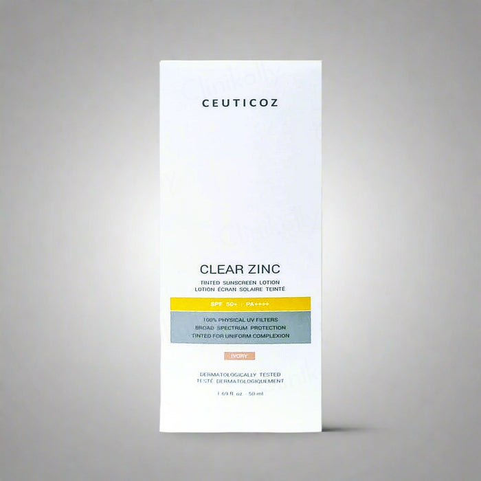Ceuticoz Clear Zinc Tinted Sunscreen Lotion SPF 50+ PA++++ (Ivory)