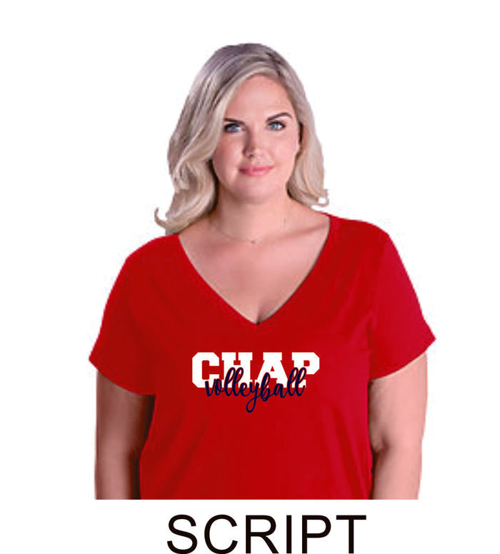 Chap Volleyball Curvy Ladies Tee in 4 Designs- Matte or Glitter