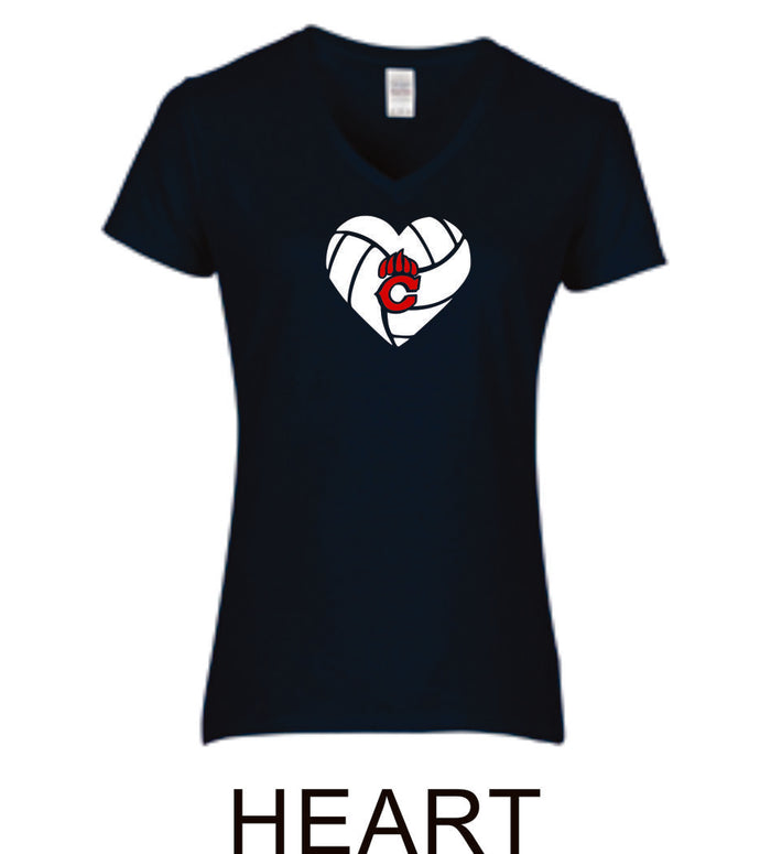 Chap Volleyball Ladies Fit Tee in 4 Designs- Matte or Glitter