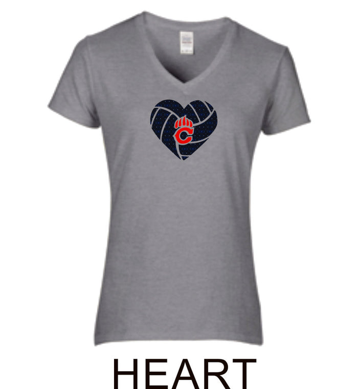 Chap Volleyball Ladies Fit Tee in 4 Designs- Matte or Glitter