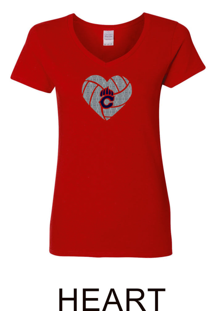 Chap Volleyball Ladies Fit Tee in 4 Designs- Matte or Glitter
