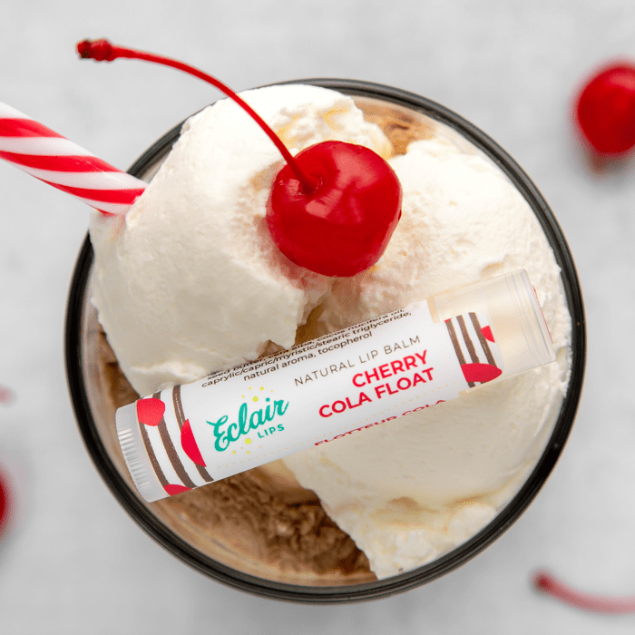 Cherry Cola Float lip balm in a cocktail