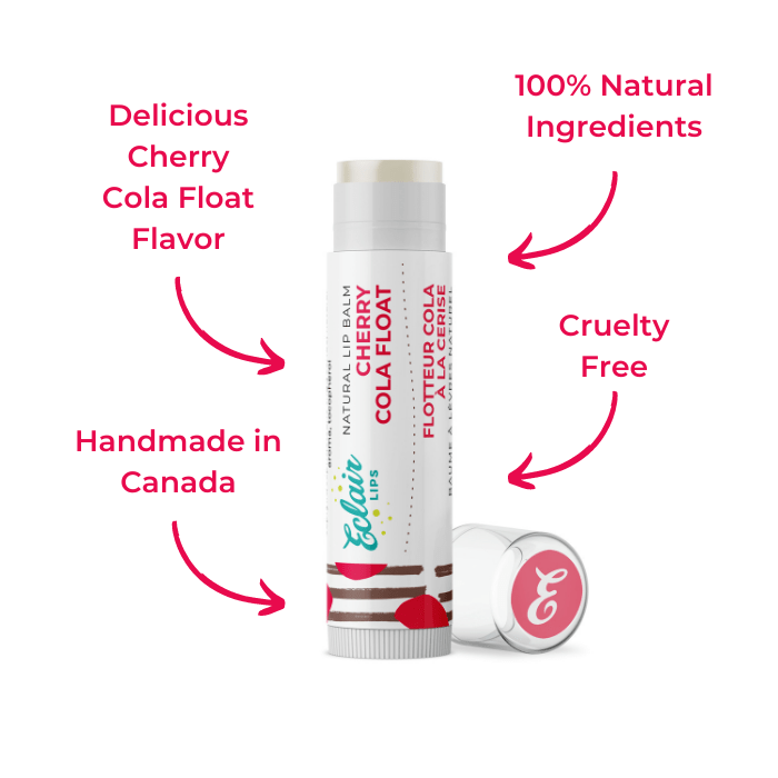 Eclair Cherry Cola Float lip balm, natural ingredients, cruelty-free