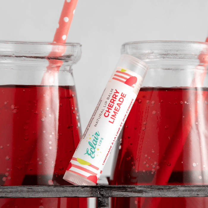 Cherry Limeade lip balm with drinks