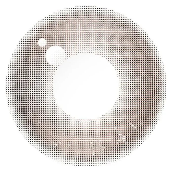Design of the Chuu Aube Pie Moon Brown (10pk) prescription color contact lens dailies from Eyecandys on a white background, showing the fine pixel detail and enlarging limbal ring.