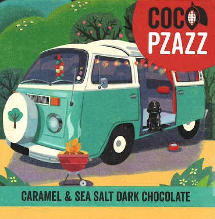 Coco Pzazz Caramel & Sea Salt dark chocolate bar - 'Camper Van'
