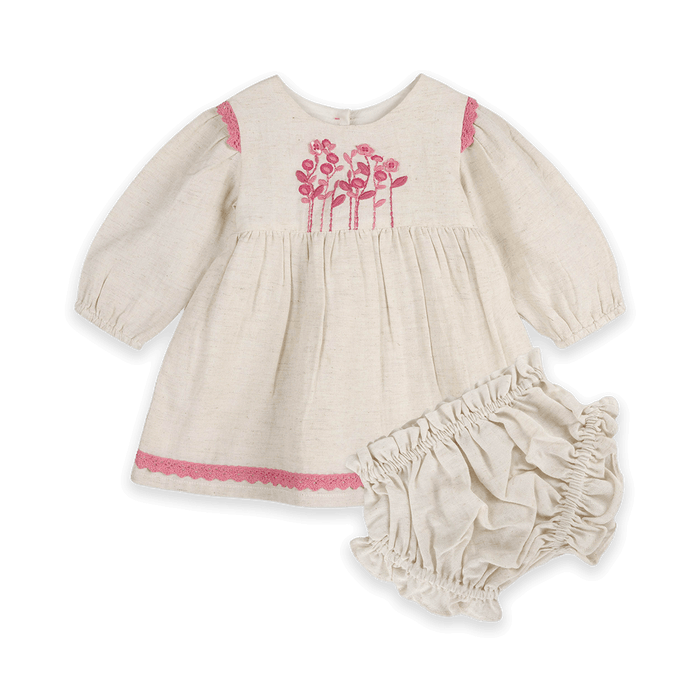 Colette Embroidered Baby Dress & Bloomer Set (Organic Cotton) - Outfit Set