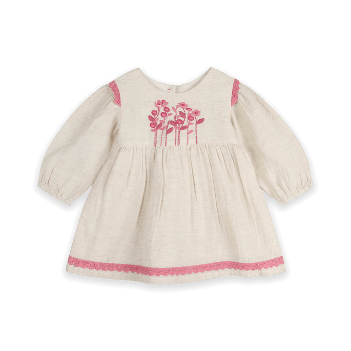 Colette Embroidered Baby Dress & Bloomer Set (Organic Cotton) - Front