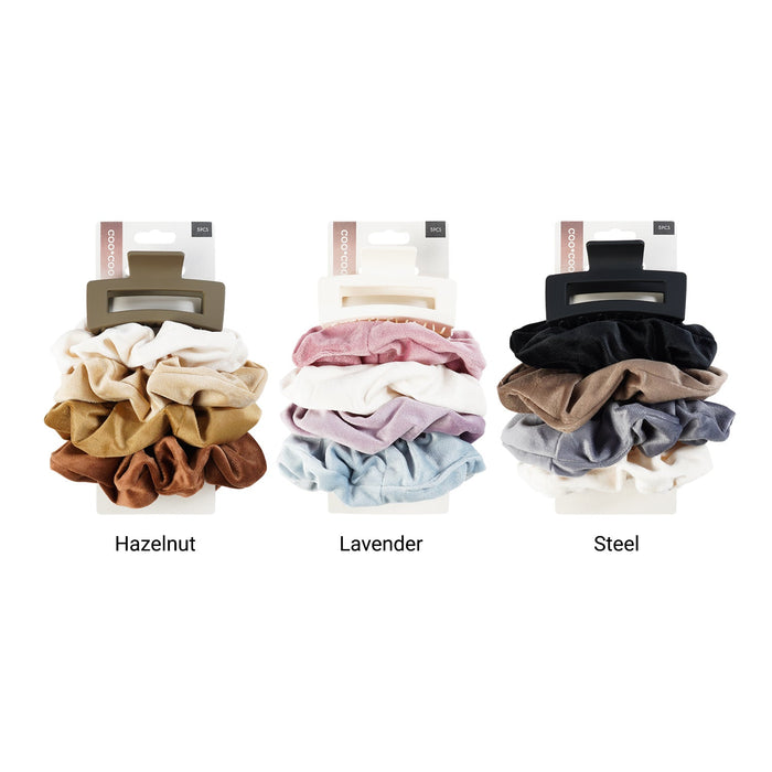 Coo Coo Ombre Color Jaw Clip & Scrunchies Set - ikatehouse