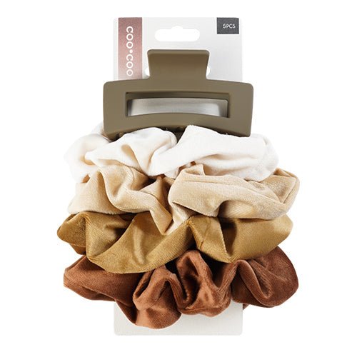 Coo Coo Ombre Color Jaw Clip & Scrunchies Set - ikatehouse