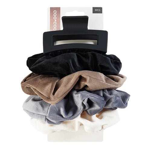 Coo Coo Ombre Color Jaw Clip & Scrunchies Set - ikatehouse
