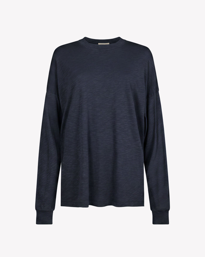 Cotton Long Sleeve T-Shirt - Navy Blue