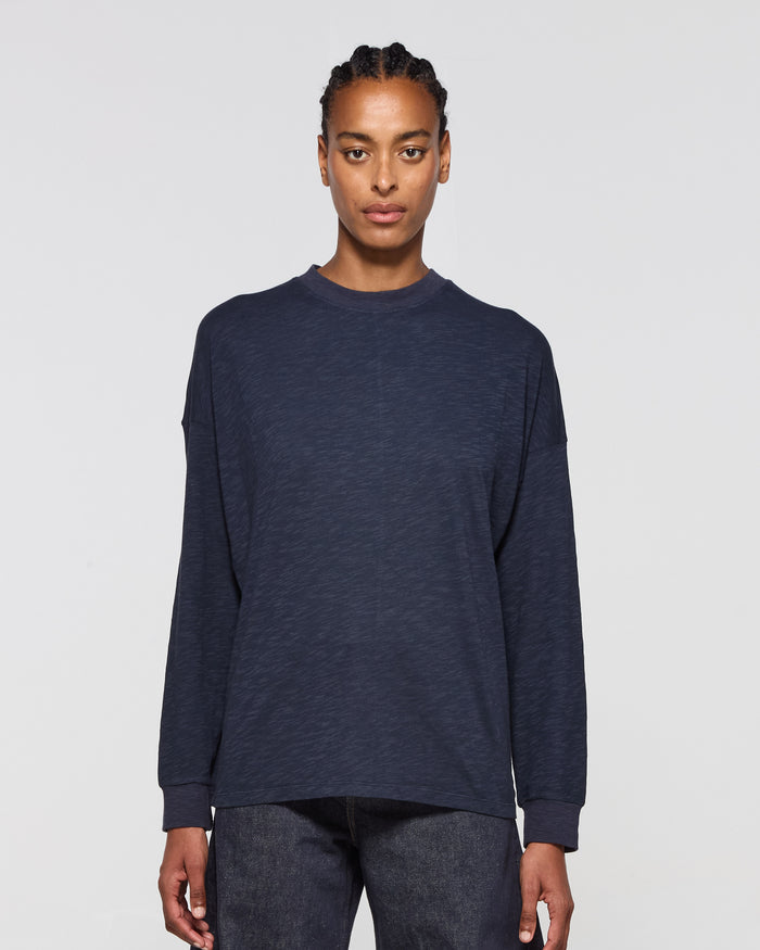 Cotton Long Sleeve T-Shirt - Navy Blue