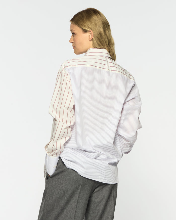Cotton Oversized Shirt - Burgundy Stripe