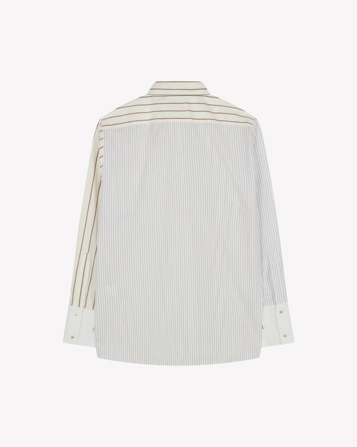 Cotton Oversized Shirt - Burgundy Stripe