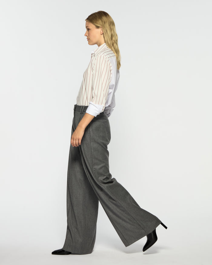 Cotton Oversized Shirt - Burgundy Stripe