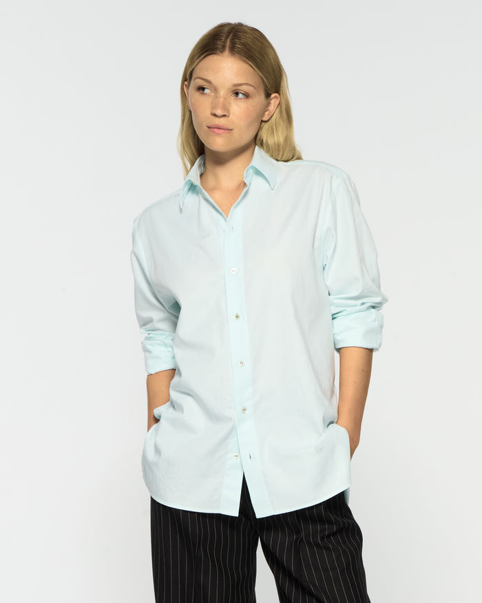 Cotton Oversized Shirt - Frosted Teal