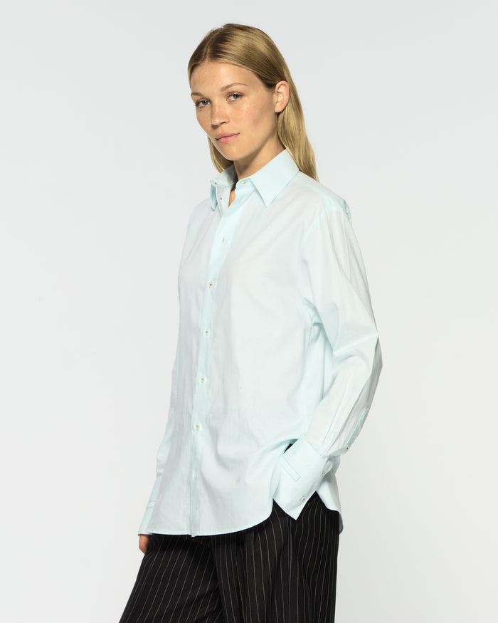 Cotton Oversized Shirt - Frosted Teal
