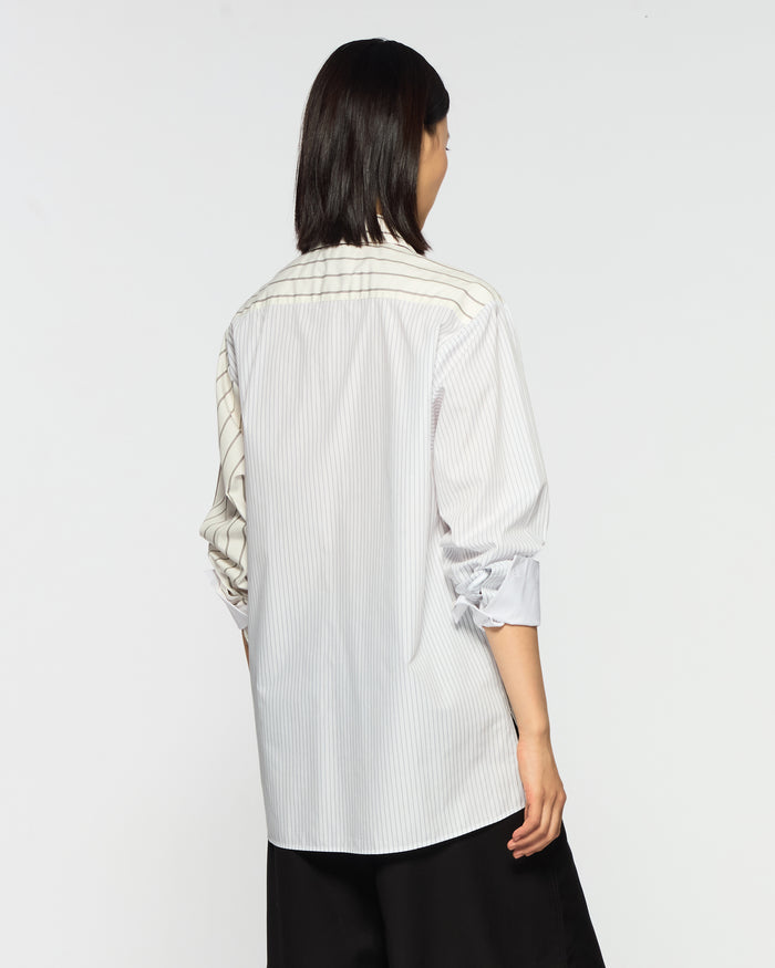 Cotton Oversized Shirt - Green Stripe