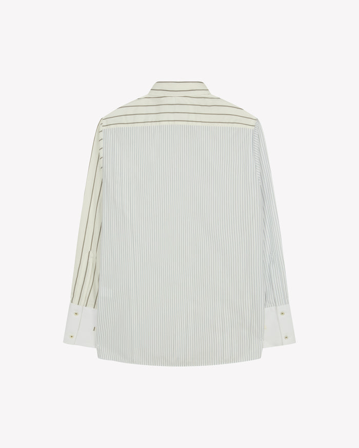 Cotton Oversized Shirt - Green Stripe