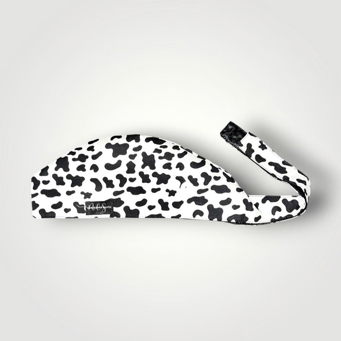 Cow Print Satin-Lined Tie-Back Scrub Cap - Nursecaresuites - Online Healthcare BoutiqueScrub Capblack girl nursebraid friendly scrub capcotton scrub cap