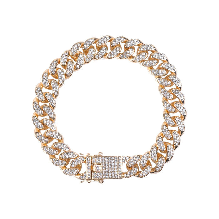 Cuban Link Chain Bracelet Gold 13mm - ikatehouse