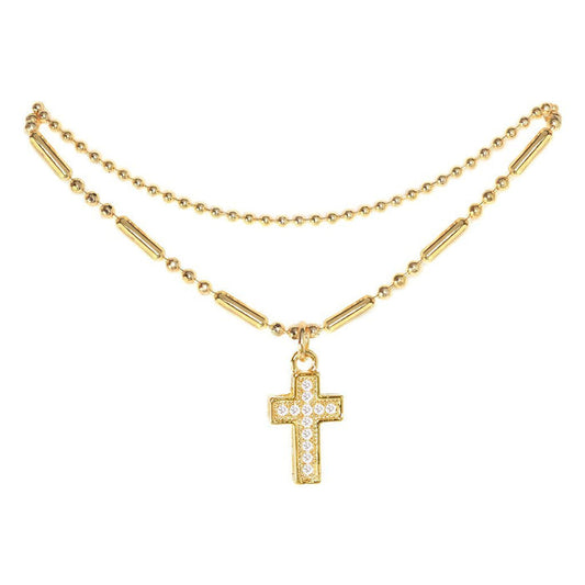 Cubic Zirconia Cross Pendant Anklet - ikatehouse