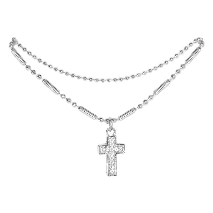 Cubic Zirconia Cross Pendant Anklet - ikatehouse