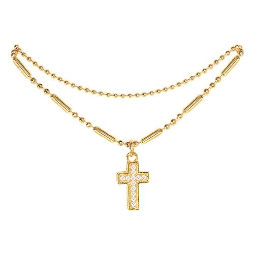 Cubic Zirconia Cross Pendant Anklet - ikatehouse