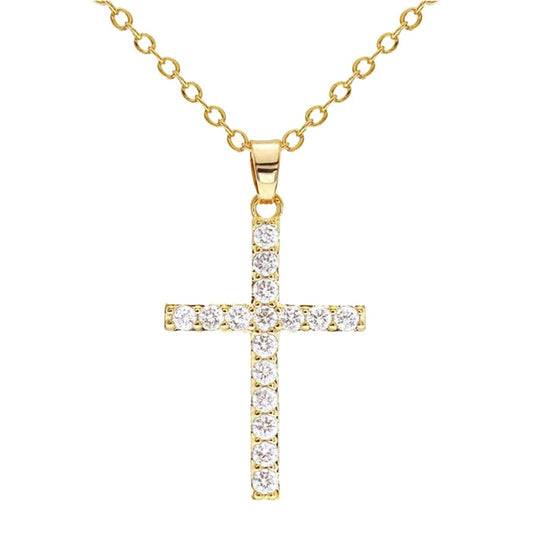Cubic Zirconia Cross Pendant Necklace - ikatehouse