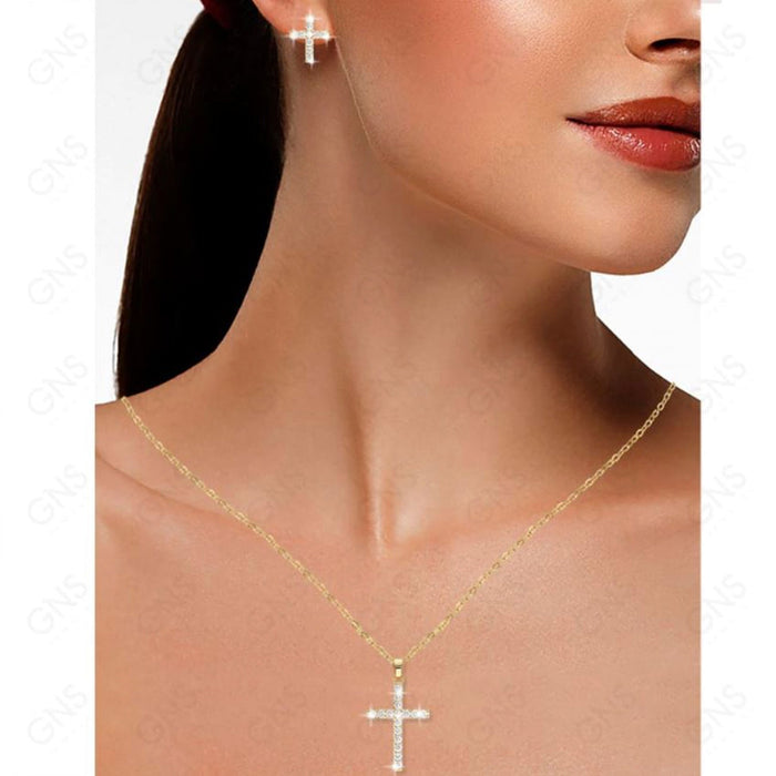 Cubic Zirconia Cross Pendant Necklace - ikatehouse