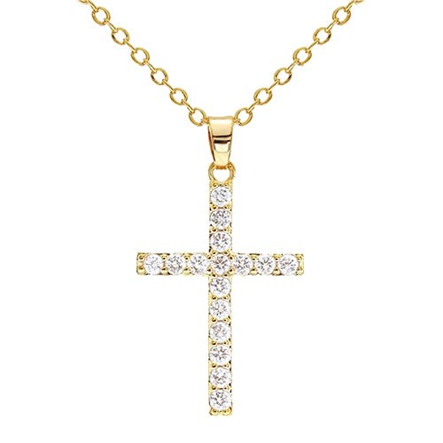Cubic Zirconia Cross Pendant Necklace - ikatehouse