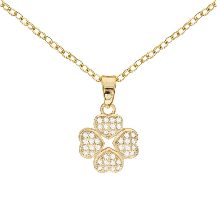 Cubic Zirconia Four Leaf Clover Pendant Necklace - ikatehouse