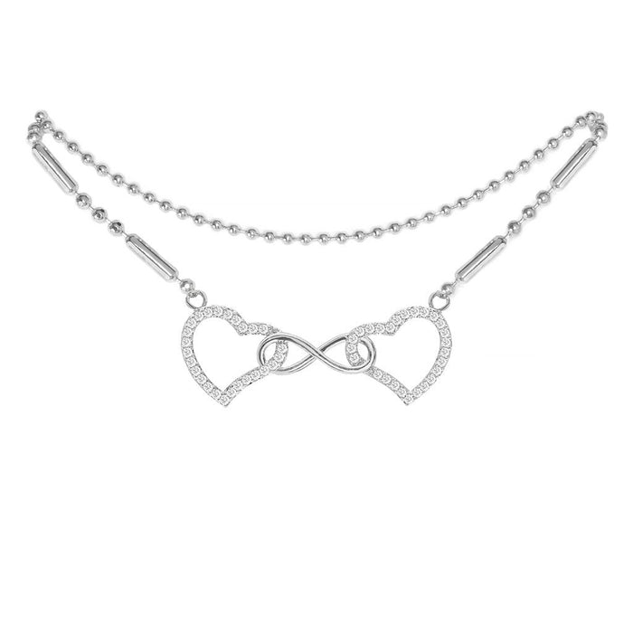 Cubic Zirconia Infinity Heart Anklet - ikatehouse
