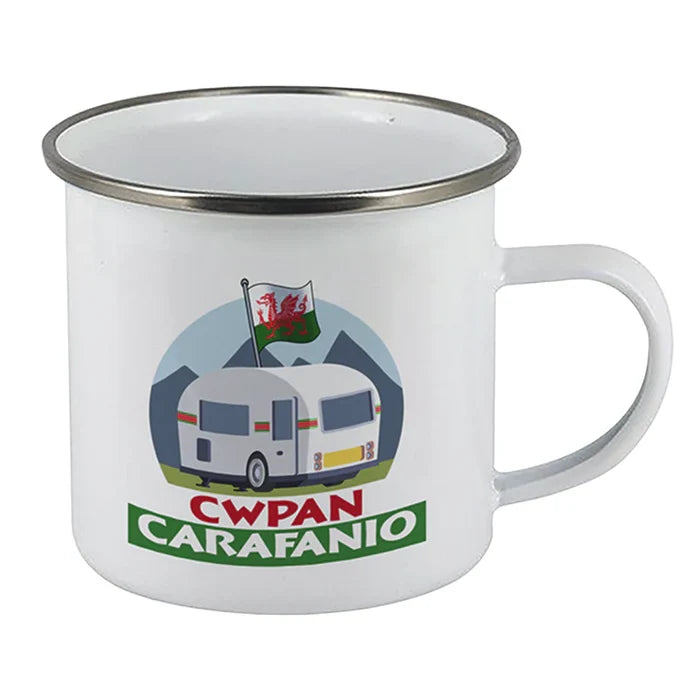 'Cwpan Carafanio' Enamel Mug