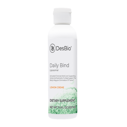 Daily Bind Liposomal by DesBio provides activated charcoal and liver-supporting herbs and nutrients in a liposomal delivery system. For detoxification