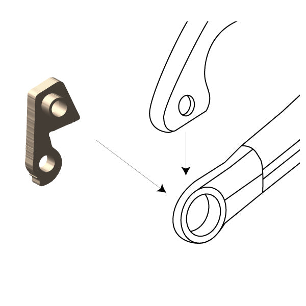 Hanger #132 attaches to the rear dropout from the inside or hub side.