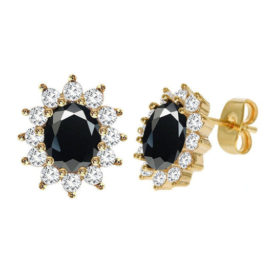Diamond Look Cubic Zirconia Black Round Earring - ikatehouse