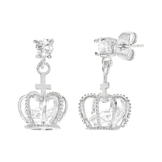 Diamond Look Cubic Zirconia Crown Earring - ikatehouse