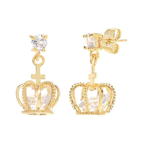 Diamond Look Cubic Zirconia Crown Earring - ikatehouse