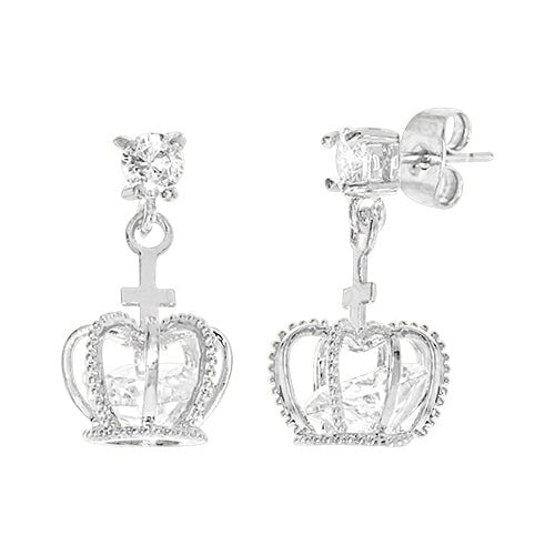 Diamond Look Cubic Zirconia Crown Earring - ikatehouse