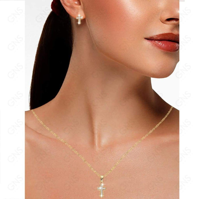 Diamond Look Cubic Zirconia Micro Pave Cross Earring - ikatehouse