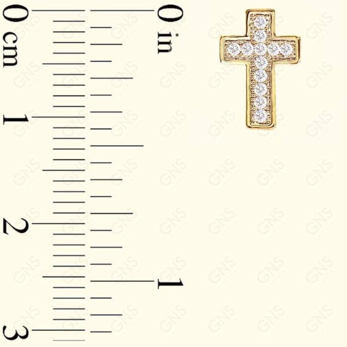 Diamond Look Cubic Zirconia Micro Pave Cross Earring - ikatehouse