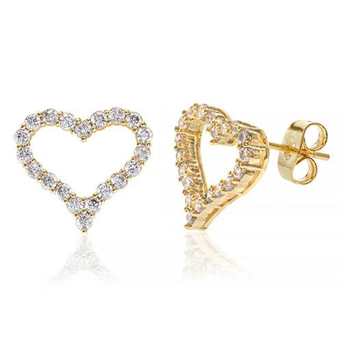 Diamond Look Cubic Zirconia Micro Pave Open Heart Earring - ikatehouse