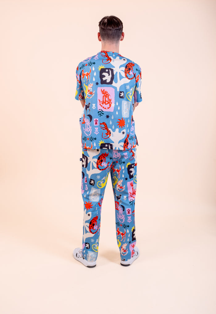 Dogs & Cats in Boots - Unisex Printed Scrub Pants