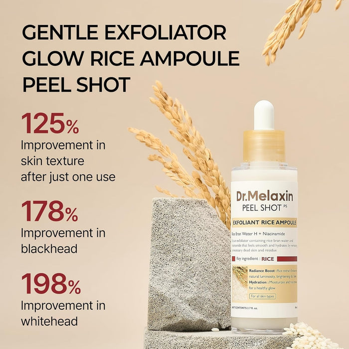 Dr.Melaxin White Rice Exfoliating Ampoule 80ml | VGLE Beauty Canada