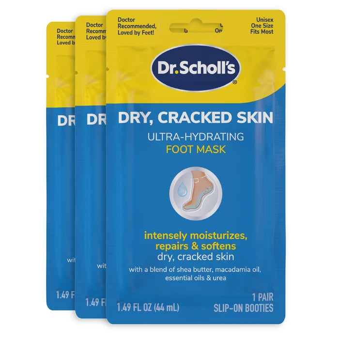 Dr.Scholl's dry, cracked-skin ultra-hydrating foot mask package (1 pair, slip-on booties).
