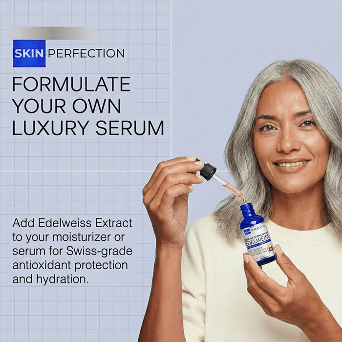 edelweiss is a diy serum booster that provides Swiss-grade antioxidant protection and hydration